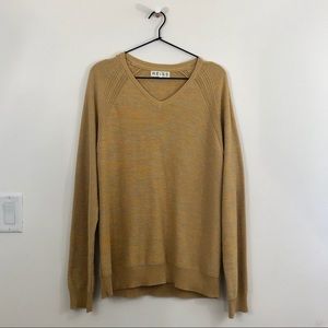 REISS Radley V-Neck Sweater Heathered Yellow L